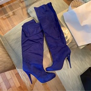 Knee high velvet boots